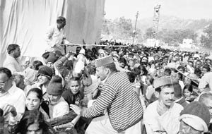 A stampede during Gayatri Mahakumbh in Haridwar on Tuesday. 