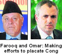 Farooq and Omar: Making efforts to placate Cong