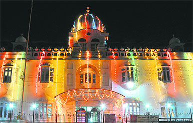 A gurdwara in Jammu decorated ahead of Gurpurab, the birth anniversary of Guru Nanak Dev. Tribune photo: Anand Sharma