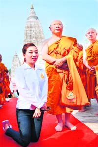 ROYAL VISIT: Princess Bajrakitiyabha of Thailand during a visit to the Mahabodhi Temple in Bodhgaya on Tuesday