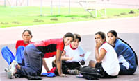 Kabaddi players at Guru Nanak stadium, Ludhiana.