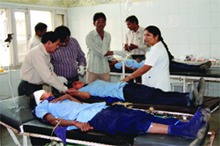 Injured schoolchildren undergoing treatment at the Mansa Civil Hospital on Wednesday. 
