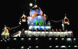Gurdwara Nada Sahib all decked up on the eve of Gurpurb at Panchkula on Wednesday night.