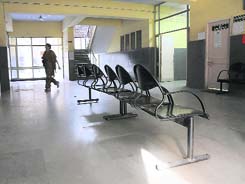 The OPD at the Karnal Civil Hospital wears a deserted look owing to the doctors strike on Wednesday.