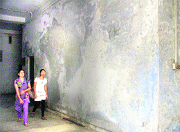 Walls of Government College for Girls in a dilapidated condition in Ludhiana.