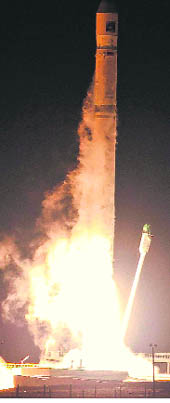 The Zenit-2SB rocket with Phobos-Grunt craft blasts off from its launch pad in Baikonur