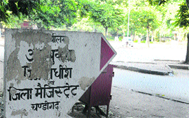 Let alone the poor state of other signboards across Chandigarh, the one put up to direct commuters to the Deputy Commissioner’s office near the overbridge in Sector 17 barely gives any directions.