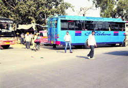 Though a new bus stand building has been constructed in Jagraon, private operators continue to pick passengers outside it