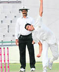 Punjabs debutant Barinder Singh in action in Mohali