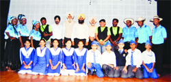 Members of a dance troupe from Ecuador pose with students and staff of Sri Guru Harkrishan Senior Secondary Public School in Amritsar. 