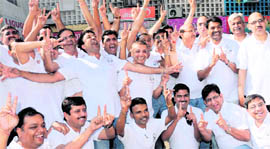 The 1993 batch of mechanical engineering students of PEC during their reunion at Sector 11 on 11-11-11 in Chandigarh on Friday.