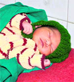 The two-week-old infant, who was found abandoned in a bus, at a hospital in Haridwar on Friday.
