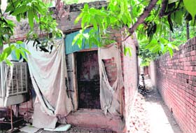A concrete structure constructed in a service lane at Sector 18 of Chandigarh
