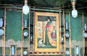 Right: A view of the Peacock Room with Whistlers painting of the Princess from the Land of Porcelain. Freer Gallery of Art, Washington D.C.