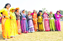 Hill women present a traditional dance at Kothig-2011 in Dehradun on Monday.