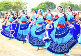 Artistes from Faridabad present a folk dance during the concluding ceremony of the All-India Mahatma Hansraj Aryan Inter-Zonal Games in Haridwar on Monday