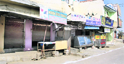 Shops in the Guru Nanak Pura market remain shut because of the venue of BJPs Jan Chetna rally falling in the same locality in Jalandhar on Monday