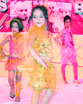Young students participate in a modelling show at a function organised by St Soldier Group of Institutions at Jalandhar on Sunday.