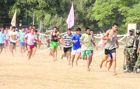 Candidates participate in an Army recruitment rally in Ludhiana on Monday.