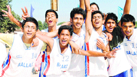 Players of DAV Public School in a jubilant mood after winning the Inter-School Basketball Tournament for Boys (U-17). The team defeated News Public School, Sector 18, in the final match by 72- 53 at Sports Complex in Sector 46 Chandigarh on Tuesday.
