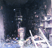 A shop gutted in fire at Sirhind.