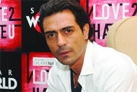 Actor Arjun Rampal promotes his forthcoming TV show Love 2 hate U at a press conference in New Delhi on Tuesday.