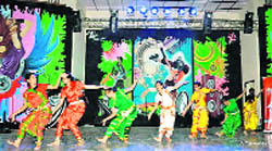 Students of Sainik School, Sujanpur Tira, perform during the raising day function in Hamirpur.