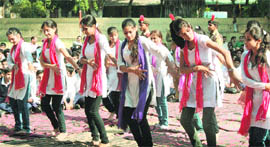 Girls perform during the Childrens Day celebrations at Ranbir Higher Secondary School in Jammu