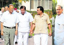 Rajasthan CM Ashok Gehlot (extreme right) and Cabinet members in Jaipur on Tuesday