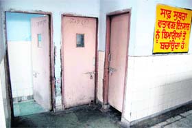 Locked washrooms at the gynaecology ward of the civil hospital locked on Wednesday