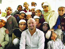 John Siddique with students at a madarsa in Jalandhar