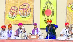 Artistes perform during a function at Delhi Public School in Ludhiana on Wednesday