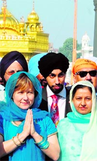 British Columbia Premier Christy Clark at the Golden Temple in Amritsar on Wednesday