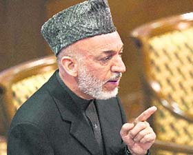 Hamid Karzai at a meeting in Kabul