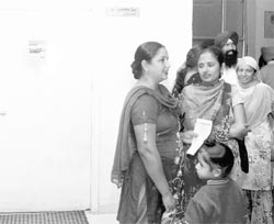 Parents return disappointed when they could not meet a paediatrician at the Civil Hospital, Phase VI, Mohali, on Thursday. No doctor is available for the past 15 days