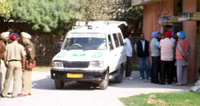 Kin of the head constable, who was killed in Thursdays accident, wait for his body at the Civil Hospital in Bathinda.