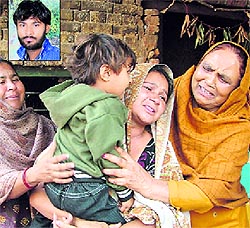 The grieving family members of Gagan (inset), who was stabbed to death in Kishanpura on Thursday night