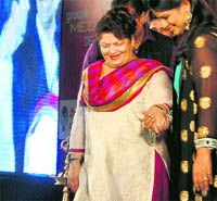 Choreographer Saroj Khan at a dance competition in Ludhiana.