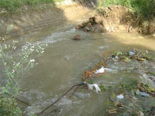 A breach in the Abohar sub-canal inundating over 400 acres of agricultural land in Abohar on Saturday. 