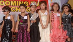 Students of the Blooming Buds School celebrating the Annual Day function in Bathinda on Saturday. 