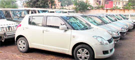 The stolen cars recovered from the gang at the Sector-11 police station in Chandigarh on Saturday.