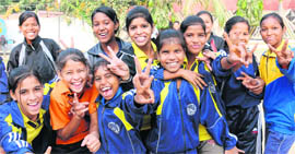 The winners of the second Luxmi Memorial Kho-Kho Trophy in a jubilant mood in Sector 22, Chandigarh, on Saturday.