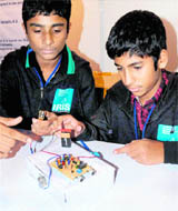 Students with their project at the PEC University of Technology in Chandigarh.