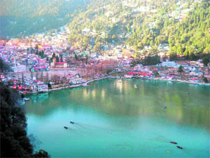 A view of Nainital town and lake