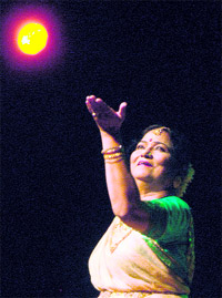 Shobha Koser performs at the Tagore Theatre in Chandigarh on Sunday
