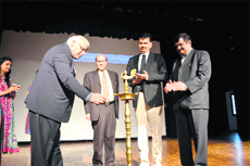 Prof DS Chauhan, Vice-Chancellor, Uttarakhand Technical University, inaugurates an energy summit in Dehradun.