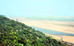 A panaromic view of the Tawi river in Jammu