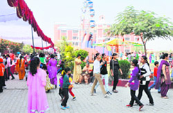 Students at a fete organised by Ryan International School in Amritsar.