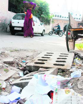 A street at Gobindpura, Mani Majra, in a bad shape