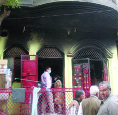 The Mayur Vihar house in which two girls perished in the fire on Sunday night in New Delhi. 